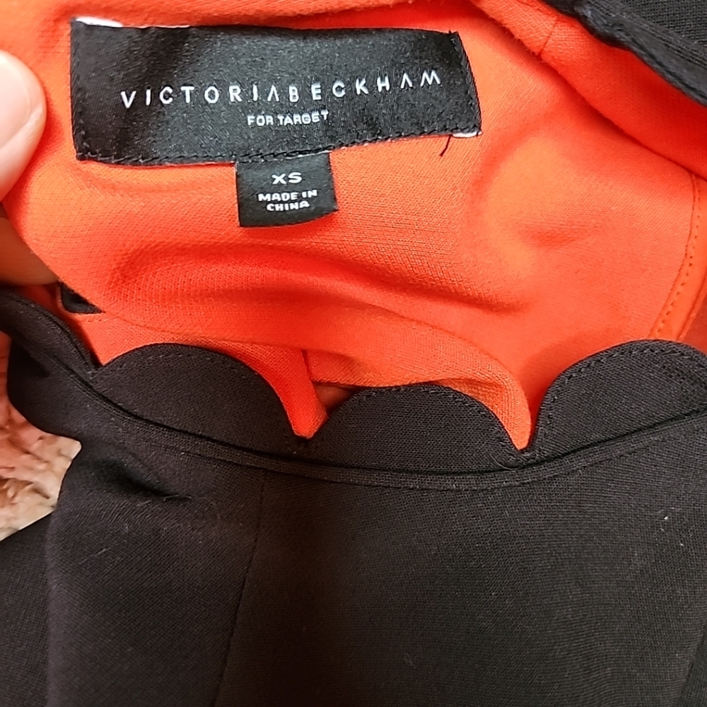 Victoria Beckham For Target Crew Neck Mini Shift Dress. Red with a black scallop - Picture 7 of 10